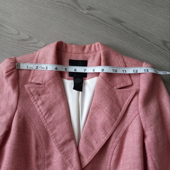 Smythe Linen Equestrian Leather Elbow Patch Blazer Pink Melange 4 - Picture 10 of 16